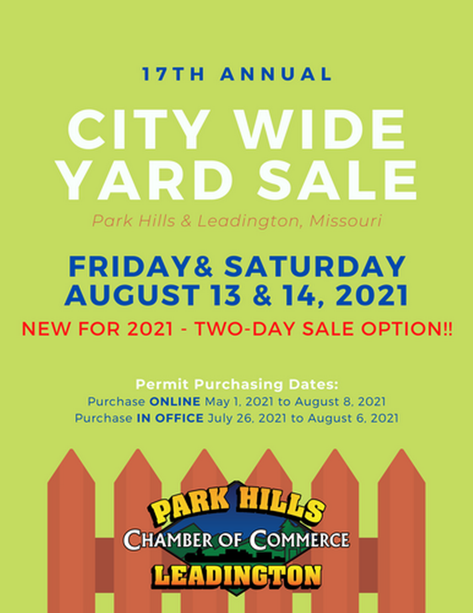 17th Annual City Wide Yard Sale NEW FOR 2021 TWODAY SALE Aug 13