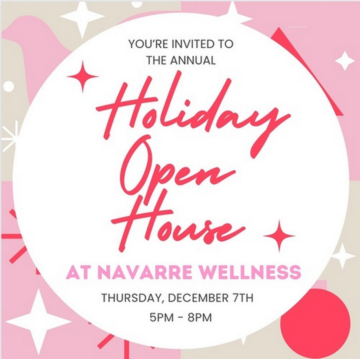 Navarre Wellness Holiday Open House Dec 7, 2023 Calendar Navarre