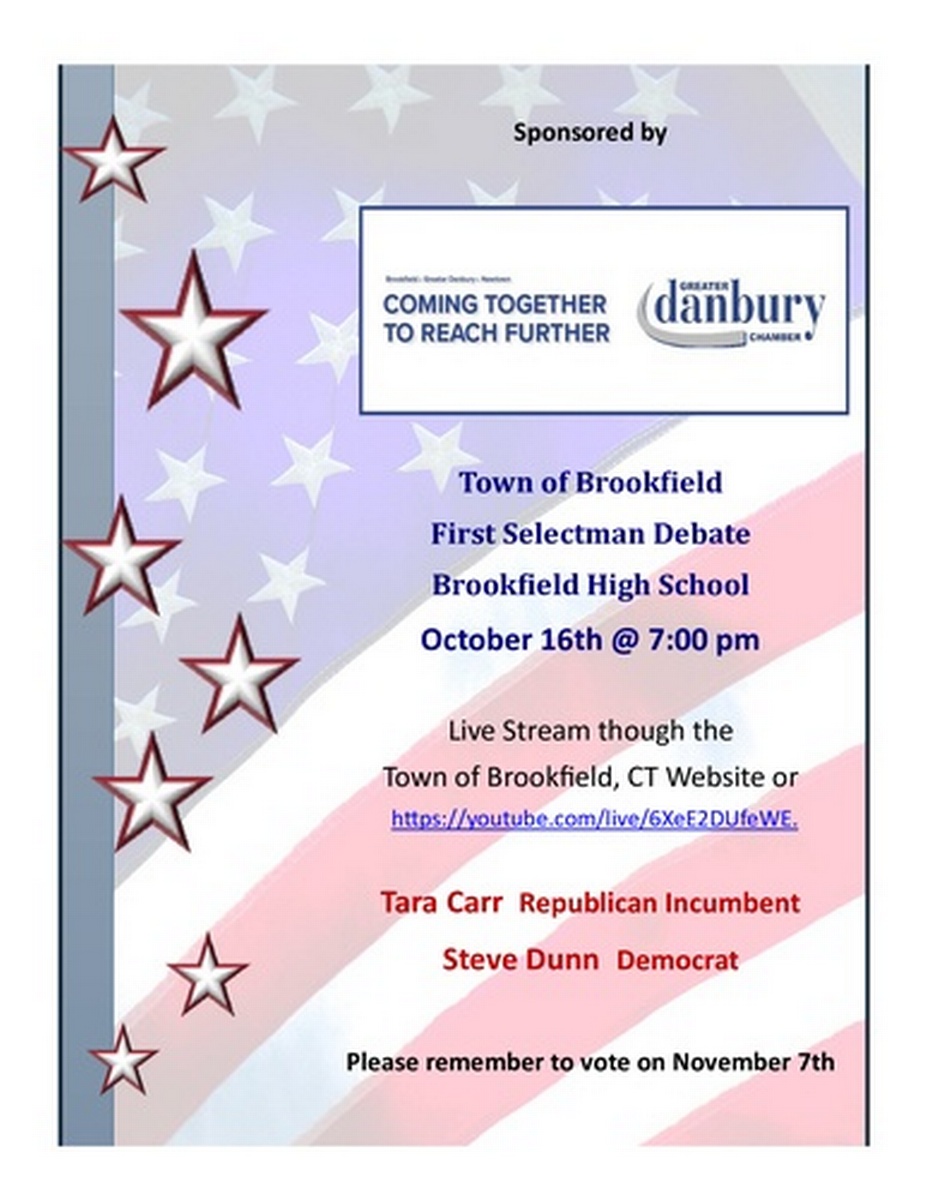 Brookfield First Selectman Debate at Brookfield High School Oct 16