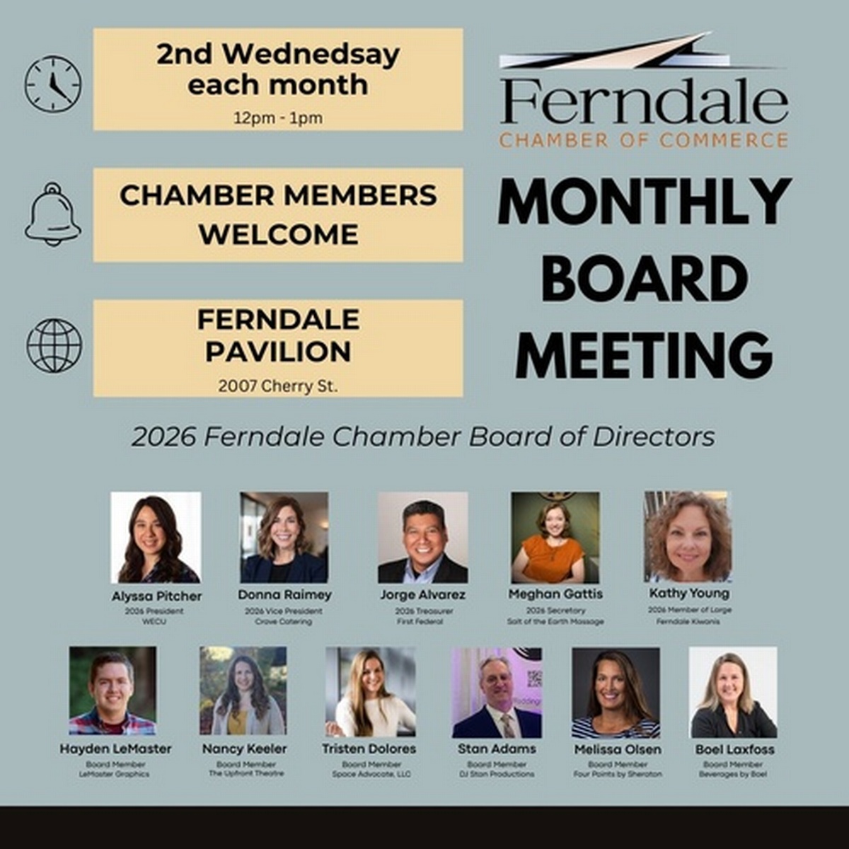 Ferndale Chamber Board Meeting in Ferndale, California, focused on community engagement.