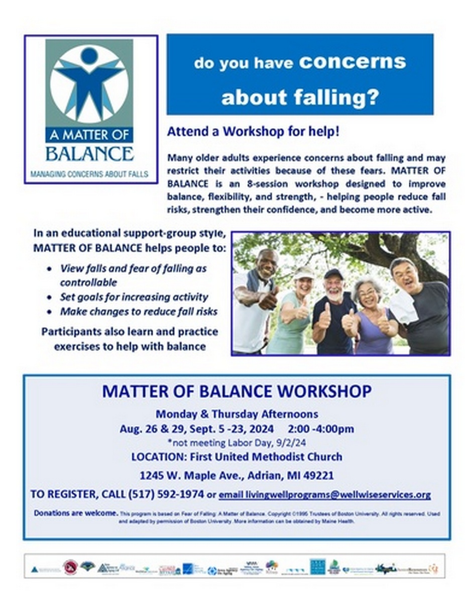 WellWise Services Matter of Balance Workshop - Sep 16, 2024