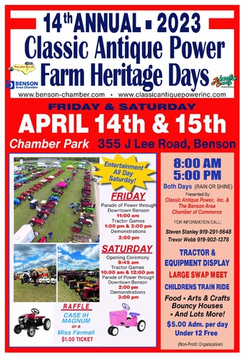 Farm Heritage Days - Apr 15, 2023 - Benson Area Chamber of Commerce, NC