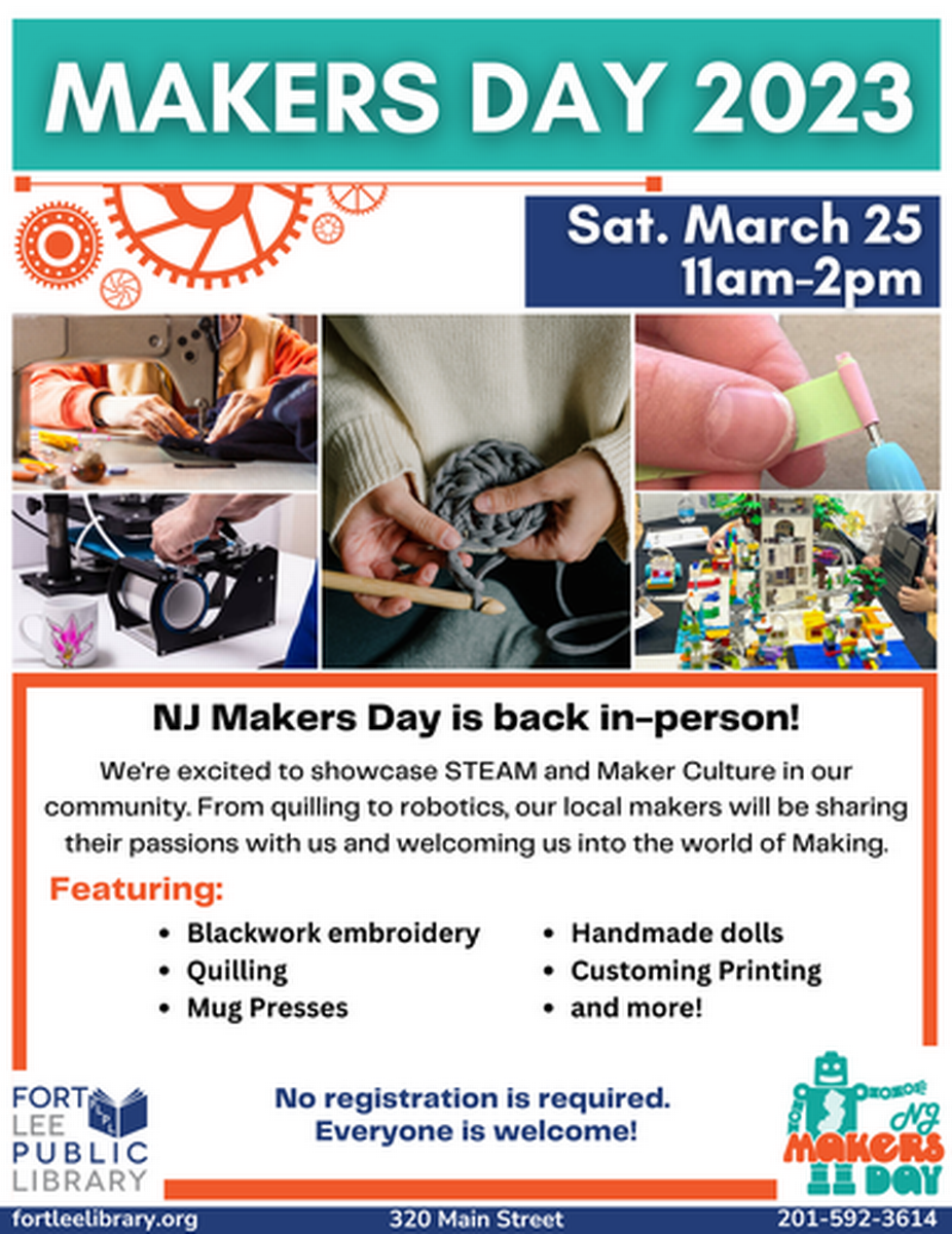 NJ Maker's Day (3/25/23) - Mar 25, 2023 - Fort Lee Regional Chamber of  Commerce, NJ