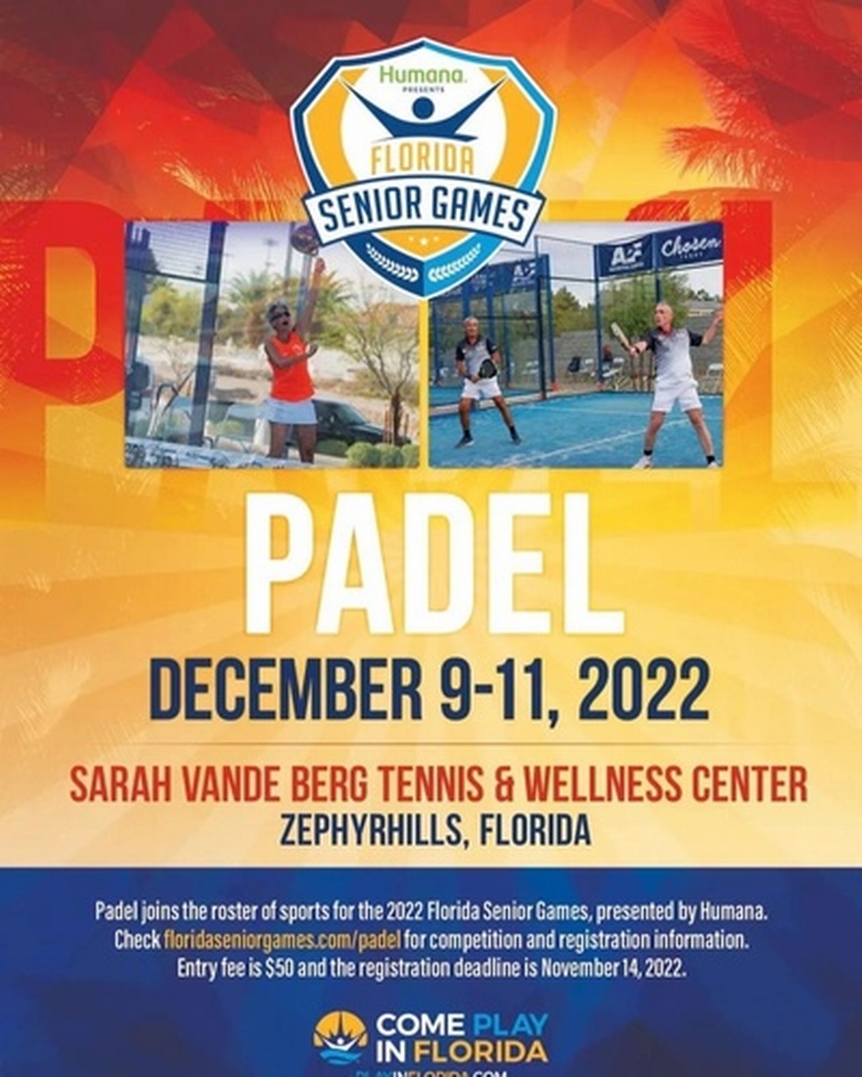 Florida Senior Games - Padel - Dec 9, 2022 to Dec 11, 2022 - Greater  Zephyrhills Chamber of Commerce, FL