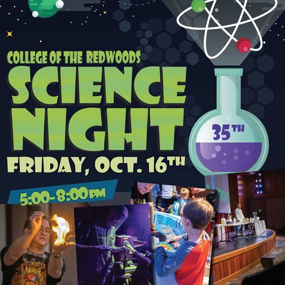 Family-friendly science event at College of the Redwoods in Fortuna, California.