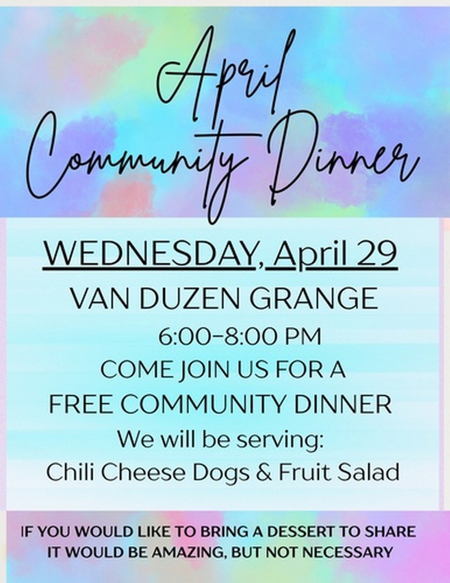 Community dinner at Van Duzen Grange in Fortuna, California featuring chili cheese dogs.