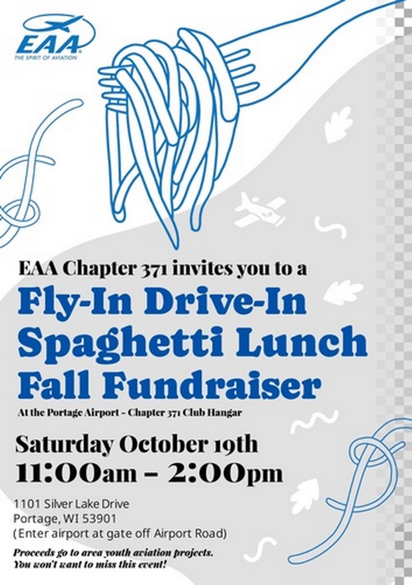 FlyIn DriveIn Spaghetti Lunch Fall Fundraiser Oct 19, 2024