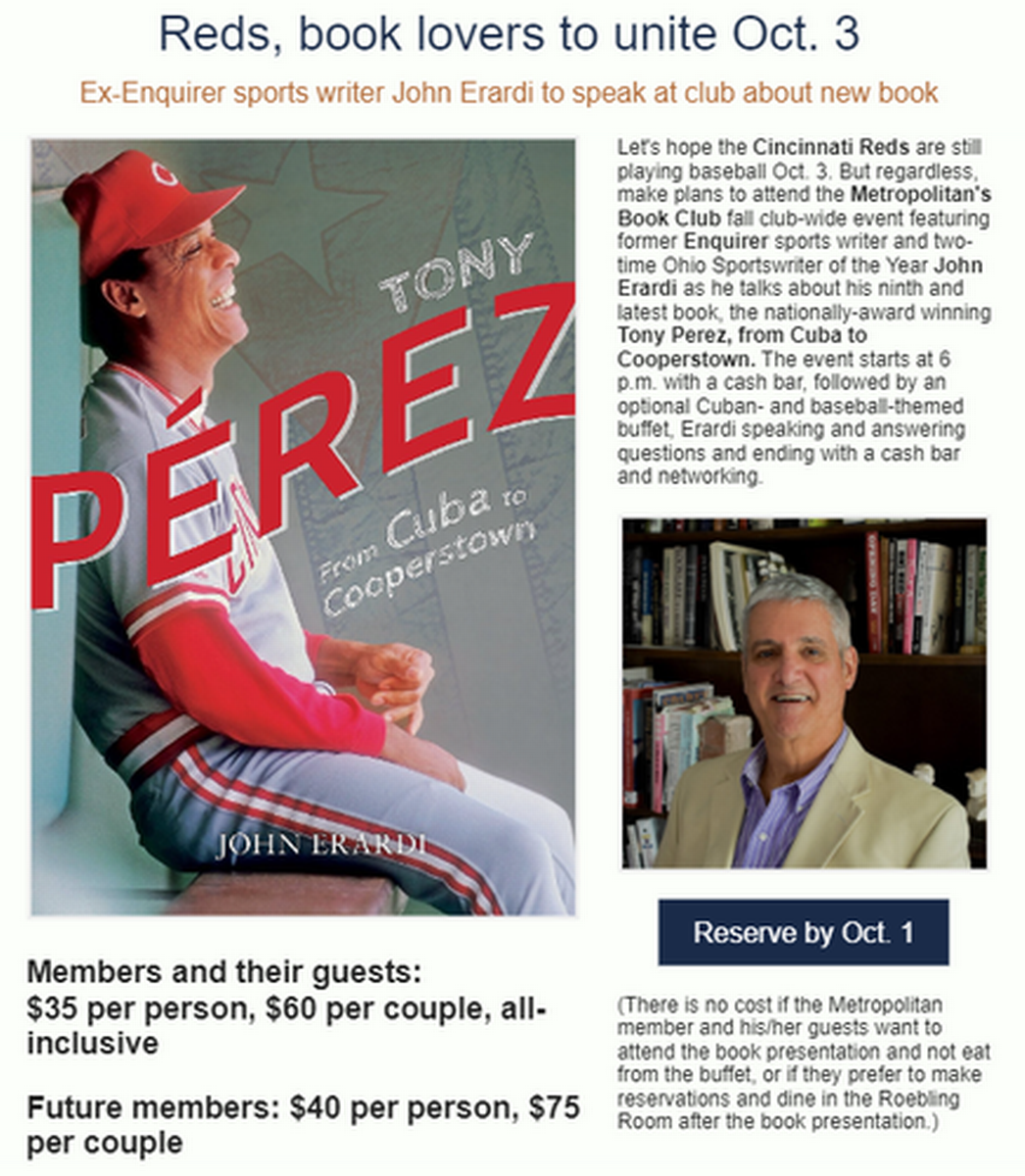 Book Club - Tony Perez, Metropolitan Club, Covington, 3 October