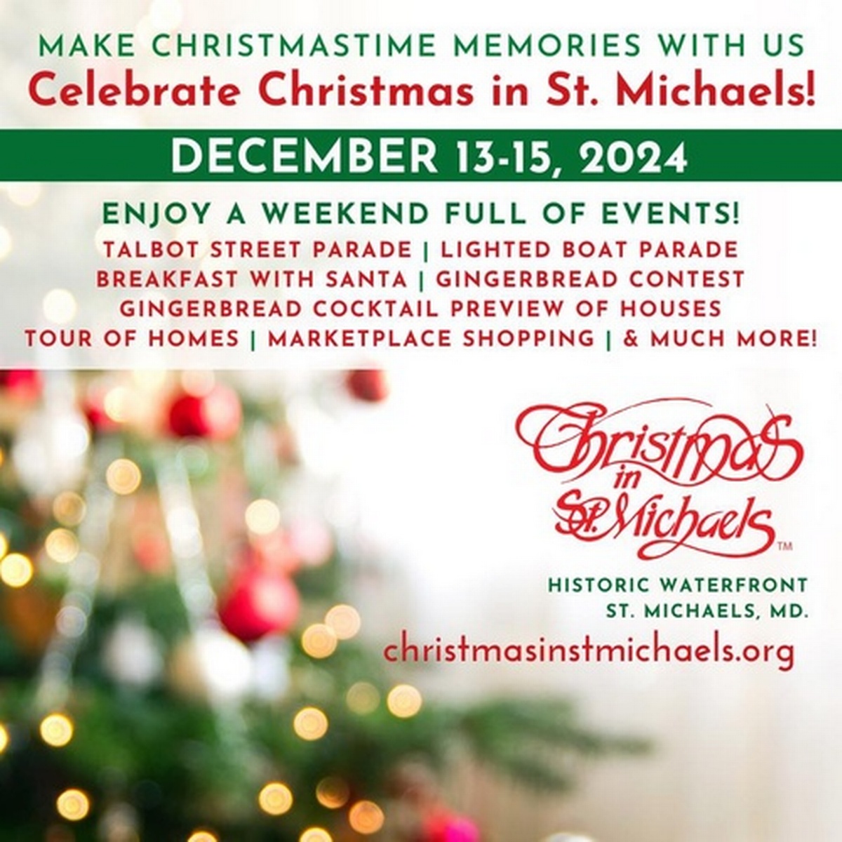 Christmas in St. Michaels Dec 13, 2024 to Dec 15, 2024 St. Michaels