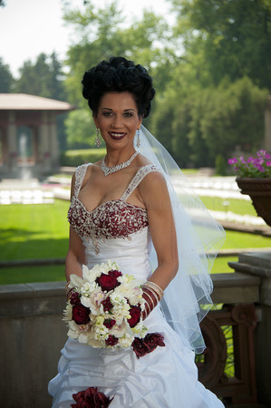 Bride and her bouquet at Lake Forest Academy