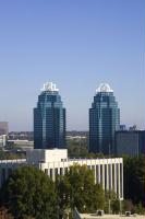 Sandy Springs' famous King and Queen buildings are seen throughout the city.