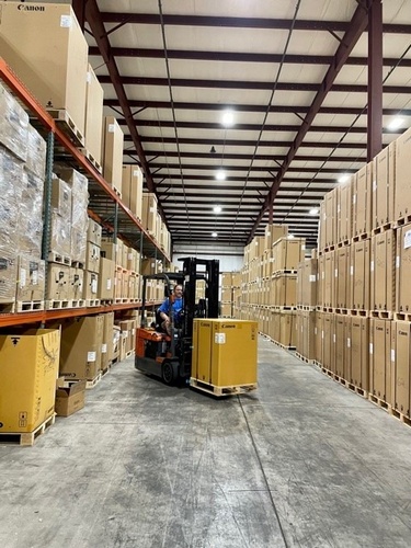 inside view of warehouse with machinery