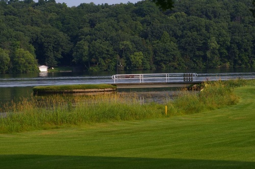 View of golf course with lake wisconsin