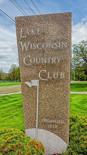 Stone outside building with Lake Wisconsin Country Club engraved