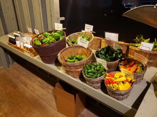 Fresh vegetables inside on display