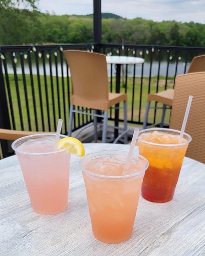 3 drinks on outdoor patio