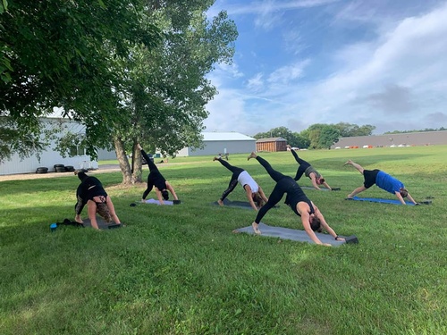 Yoga in the yard at SP Fitness