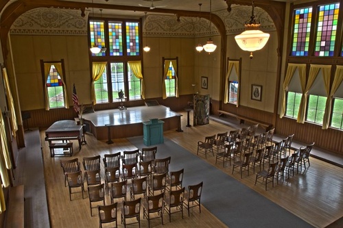 inside of the church with seating