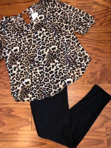 Cheetah print top and pants on display
