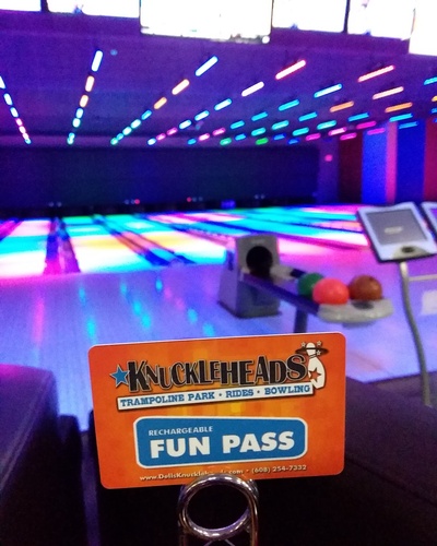 View of bowling alley and fun pass