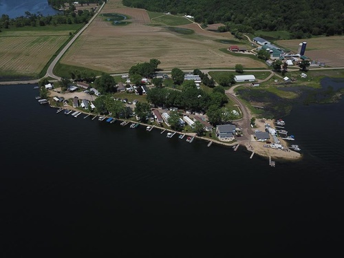 Aerial view of Scheopp's Cottonwood Bar on Crystal Lake