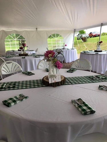 Wedding reception table setup at The Vines