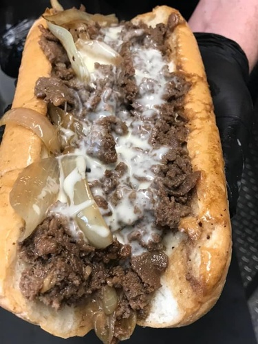Beef sandwich with onion from WOW Sammiches