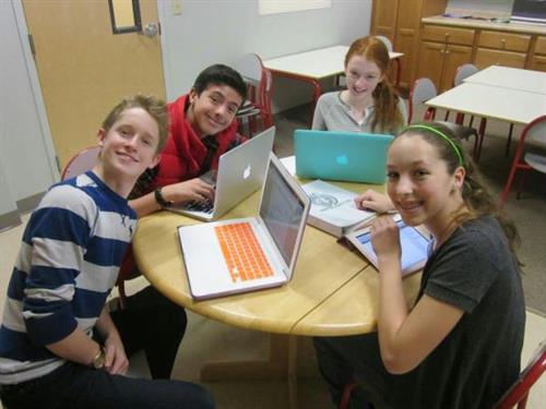 Middle School students using technology