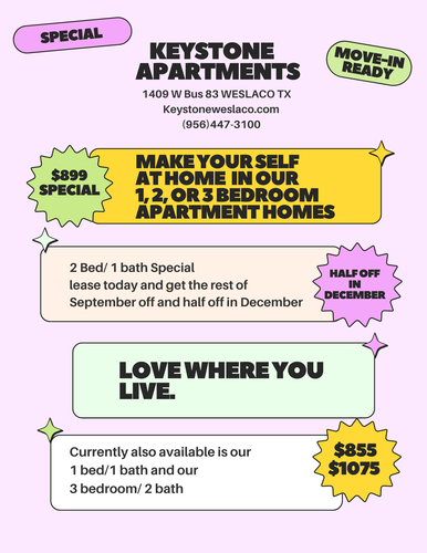Keystone Apartments- September Promo Keystone Apartments- September Promo