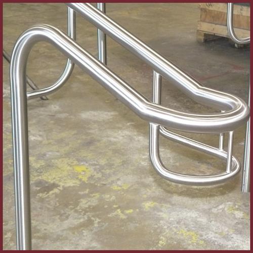 Custom bent and fabricated  stainless steel railing.
