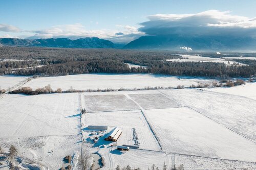 Haskill Creek Farms aerial shot in Whitefish, Montana.