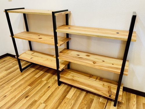 Steel and reclaimed wood custom shelf.