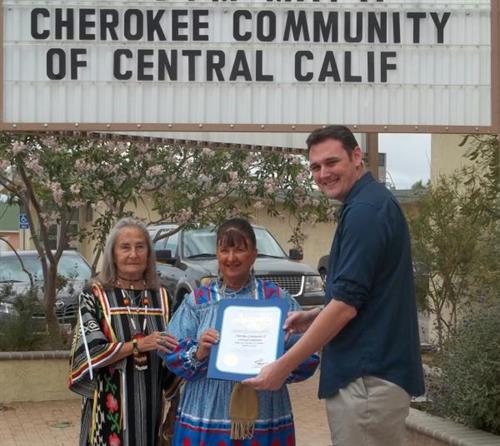 Ridgecrest Chamber CEO Presents Little Deer Durvin & Pat Hudson with a Certificate of Recognition from Assemblywoman Shannon Grove