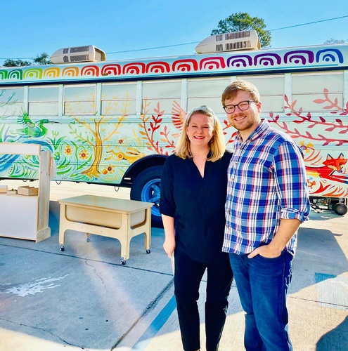 Biz with Adam Trest who painted The Brain Bus