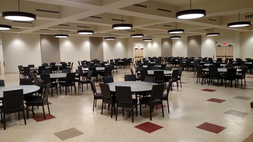 The large event room is great for banquets, dances, and fundraising events