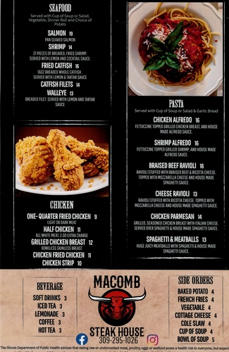 Macomb Steakhouse Dinner Menu Page 2
