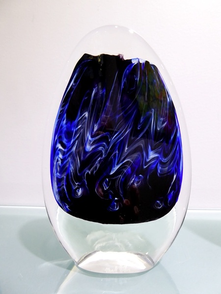 Gibeau - Northern Lights Sculpture , Cobalt Blue,8in Tall