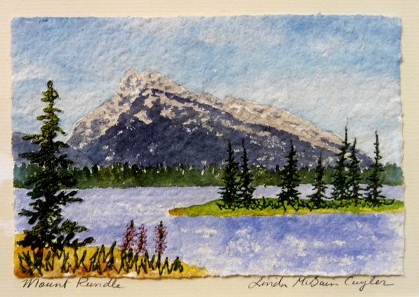 Linda McBain Cuyler -Mount Rundle , Acrylic, Fibre 8in x 10in