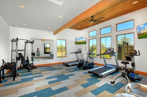 The fitness center at The Overlook Amenity Center- east of 969 near the river.