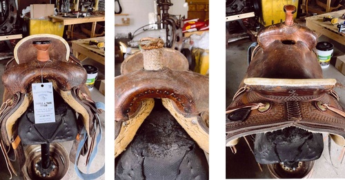 Horse saddle repair before and after
