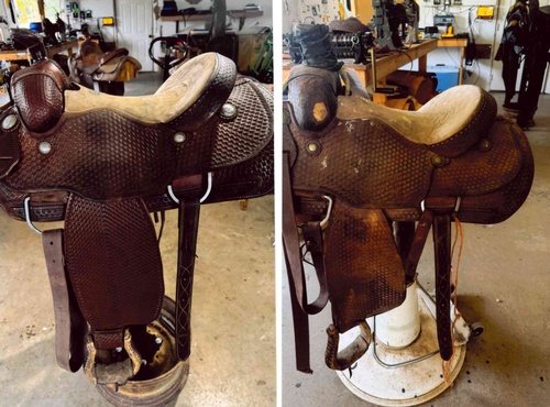 Horse saddle Before and after