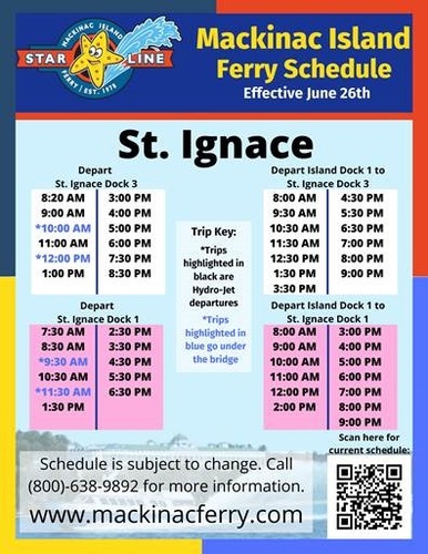 Mackinac Island Ferry Schedule 2022 Star Line Mackinac Island Ferry Co. | Boat Cruises | Recreation | Tourist  Attraction - Harbor Springs Area Chamber Of Commerce , Mi