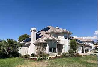 A beautiful home with clean solar panels 