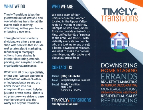 Timely Transitions Services For Moving, Downsizing, Selling or Buying A Home