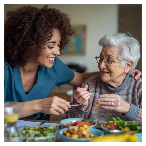 Nurse Assisting with Meal
