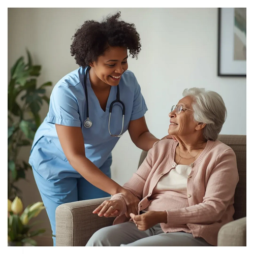 Nurse Smiling with Lady