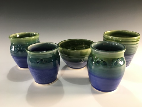 tiny vases in transparent glazes