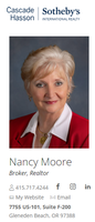 Nancy Moore, Licensed Principal Broker in Oregon, Cascade Hasson Sotheby's International Realty