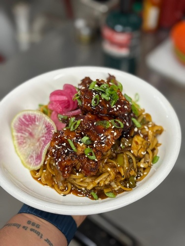 General Tso's Chicken with Lo Mein Noodles