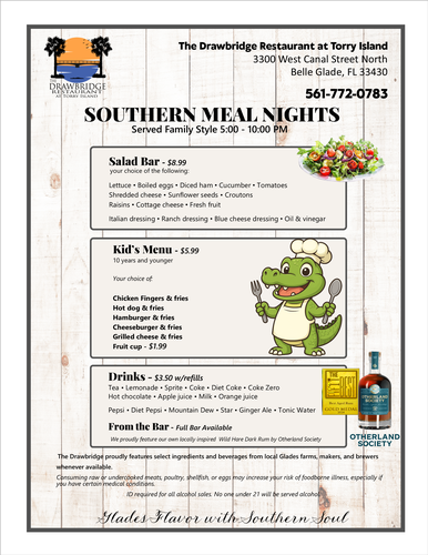 Friday & Saturday Southern Nights Dinner Menu page 2
